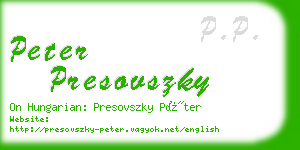 peter presovszky business card